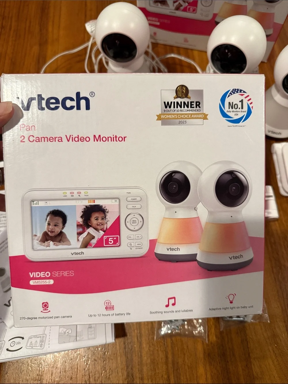 V TECH Pan & Tilt 3 Camera Smart HD Video Baby Monitor VM5255-2